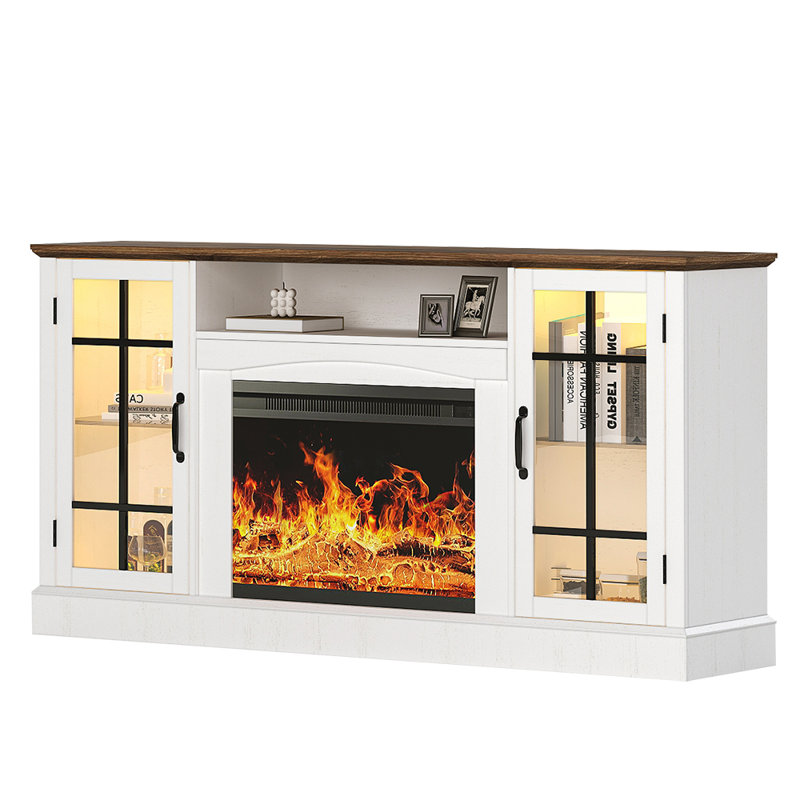 Ivy Bronx Farmhouse TV Stand With Electric Fireplace, Media